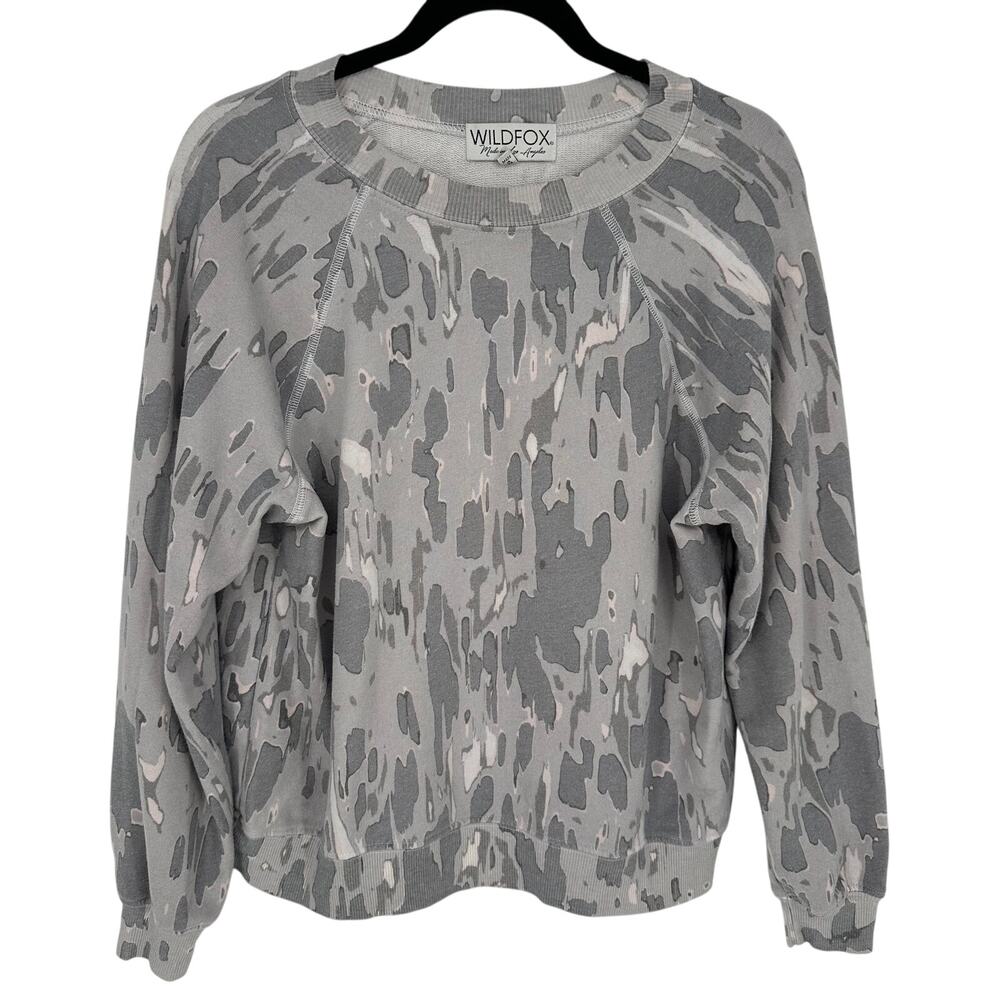 Wildfox Gray Camouflage Oversized Sweatshirt Crewneck Casual Indie Breathable XS